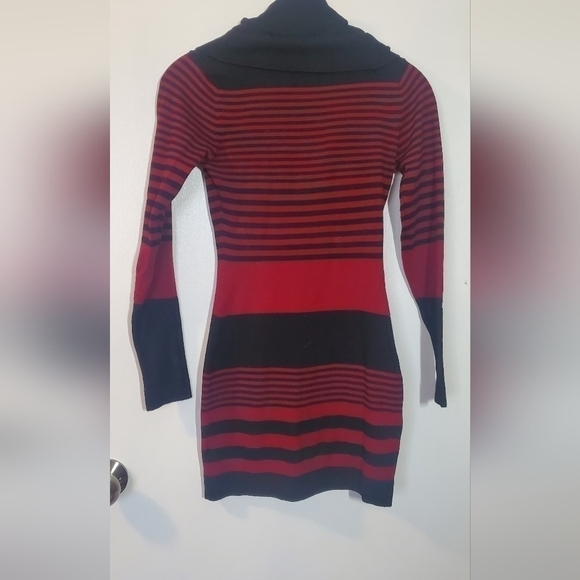 Le Temps des Cerises red&black stripped scooped cowl neck knit Sweater Dress XS - Picture 3 of 5